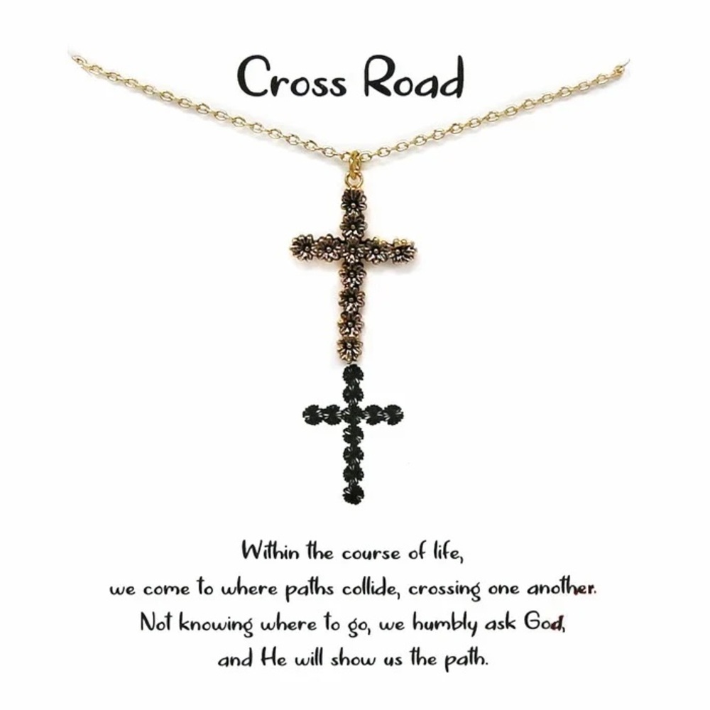 Cross road cross necklace